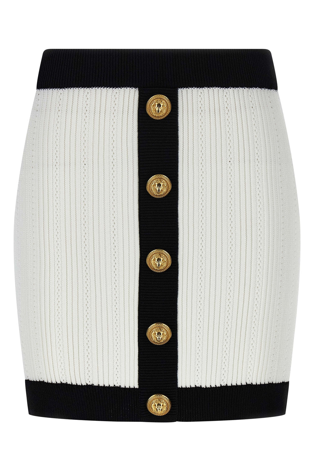 BALMAIN 34 mini skirt in two-tone stretch viscose crocheted