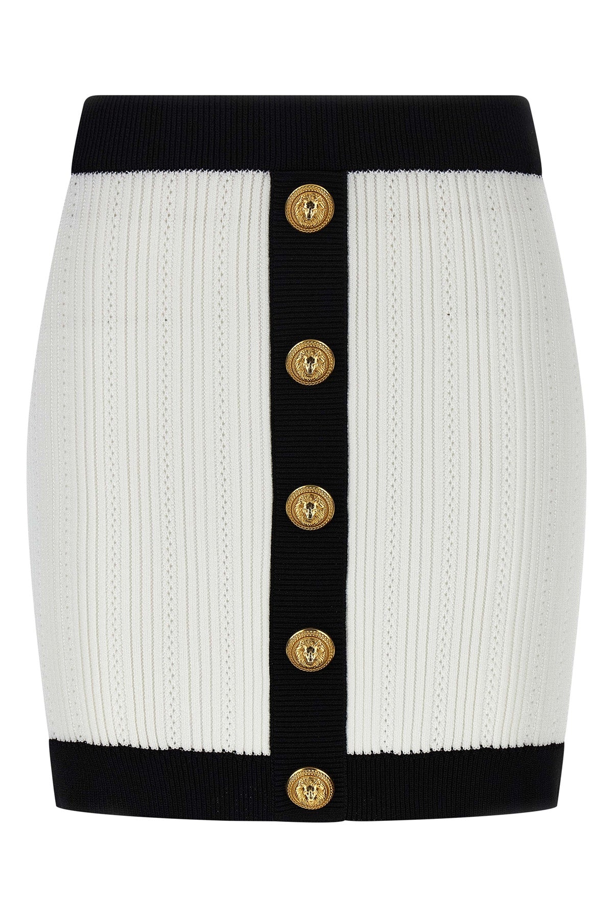 mini skirt in two-tone stretch viscose crocheted