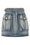stonewashed cotton denim mini skirt