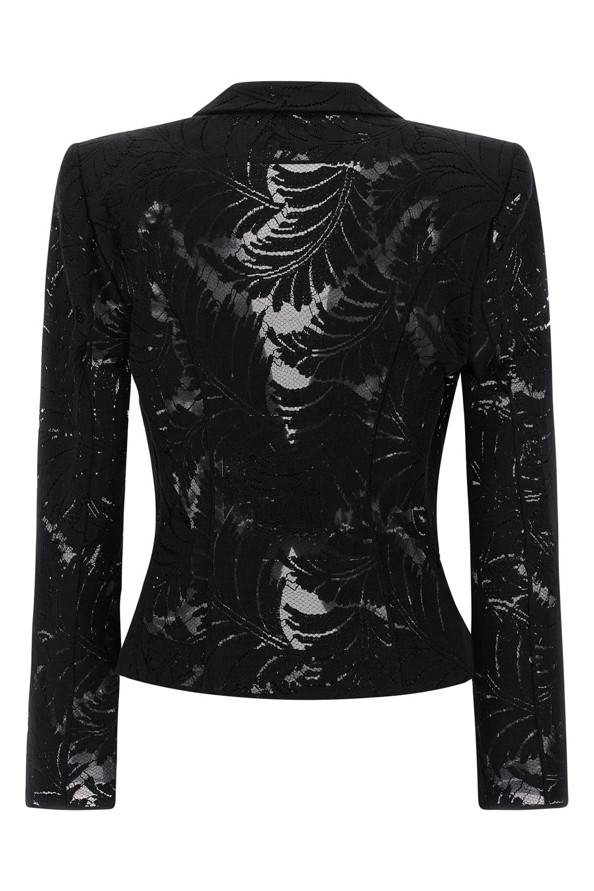 single-breasted semi-transparent lace blazer