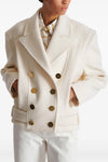double-breasted short wool blend coat