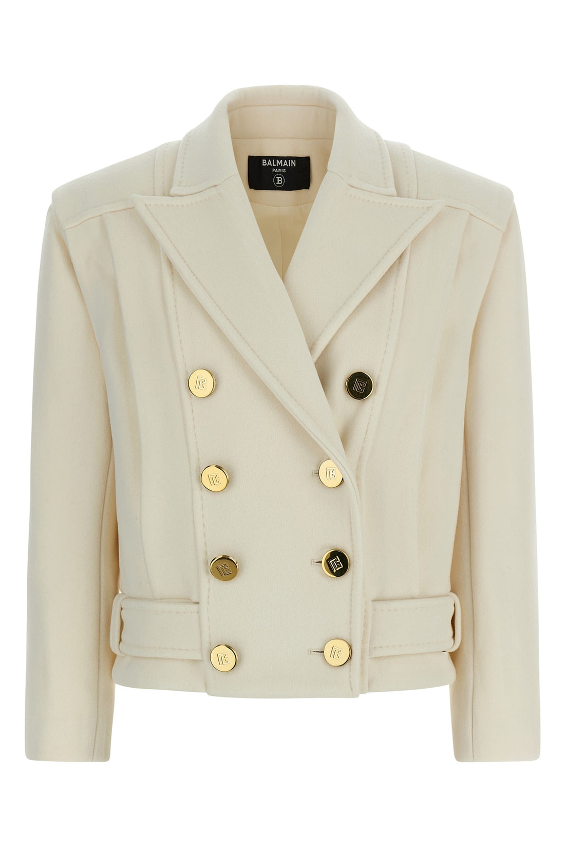 BALMAIN 34 double-breasted short wool blend coat