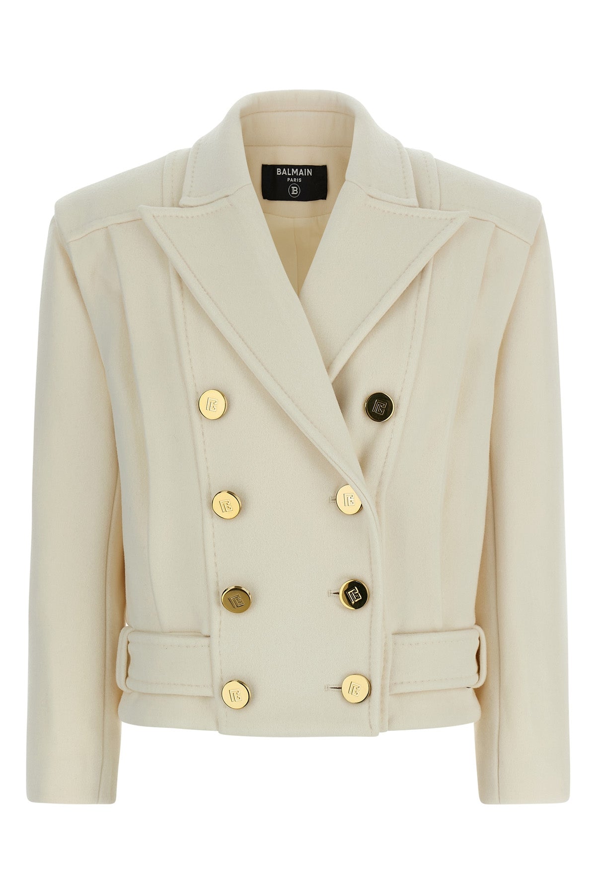 double-breasted short wool blend coat