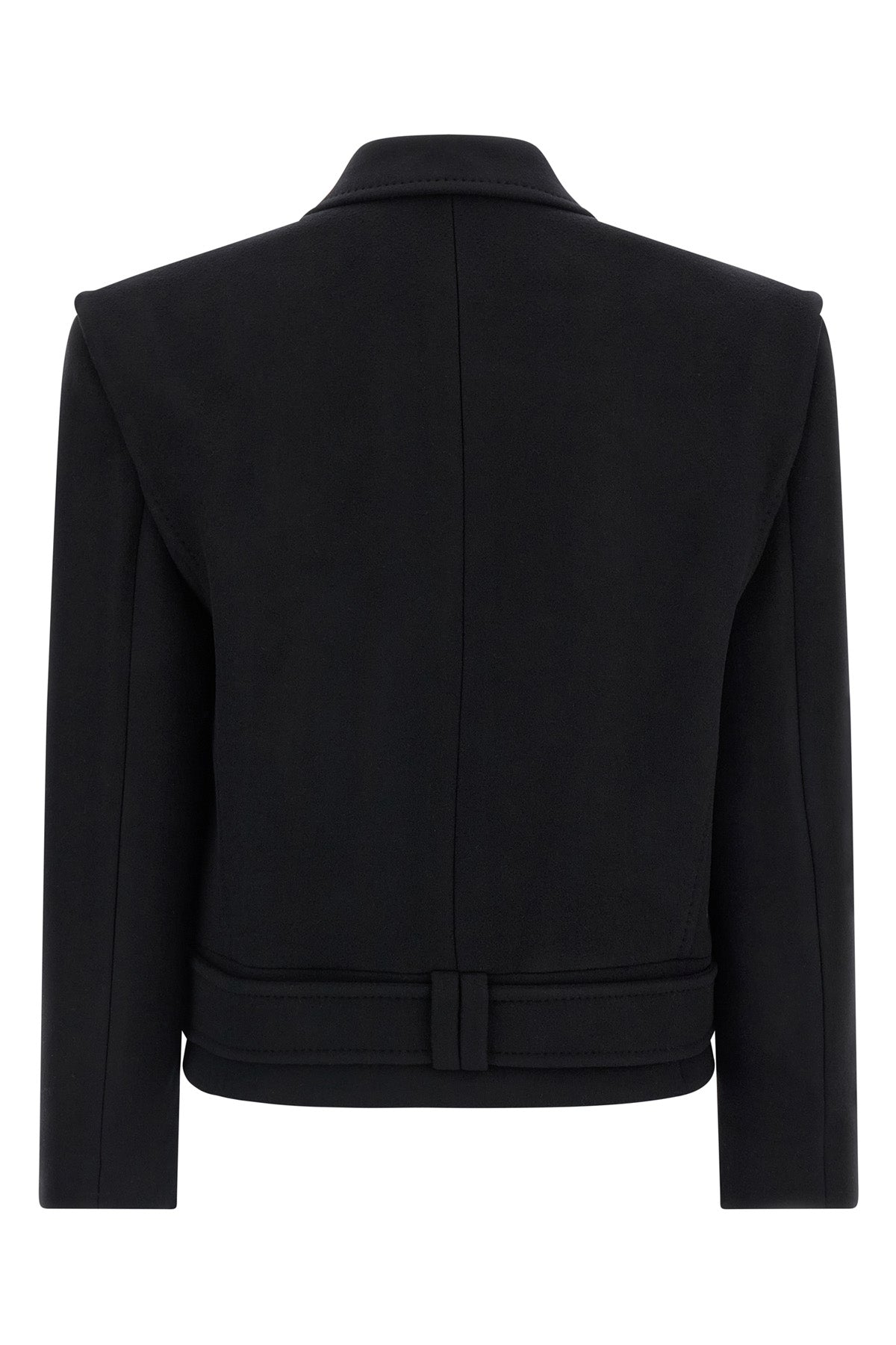 double-breasted short wool blend coat