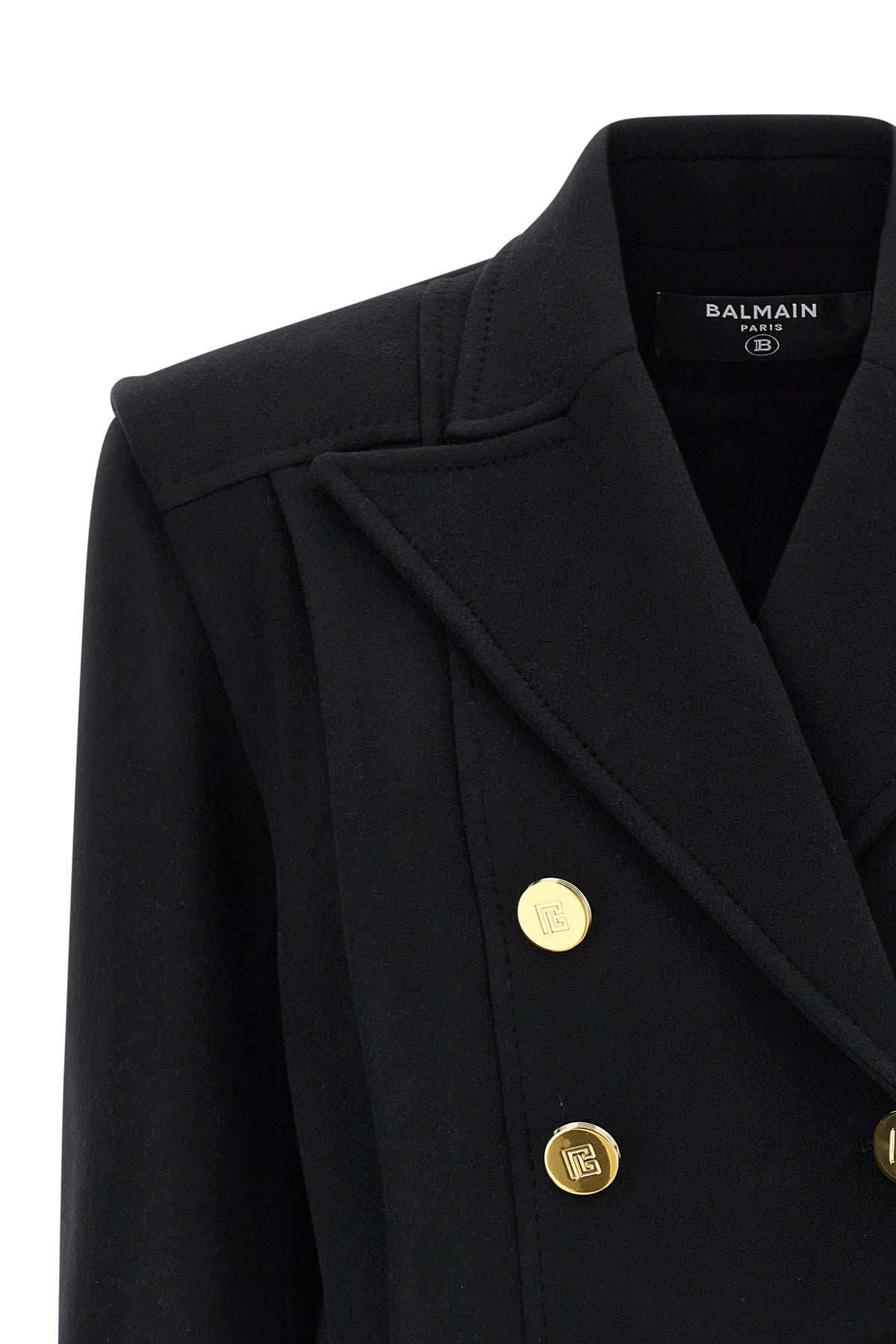 double-breasted short wool blend coat