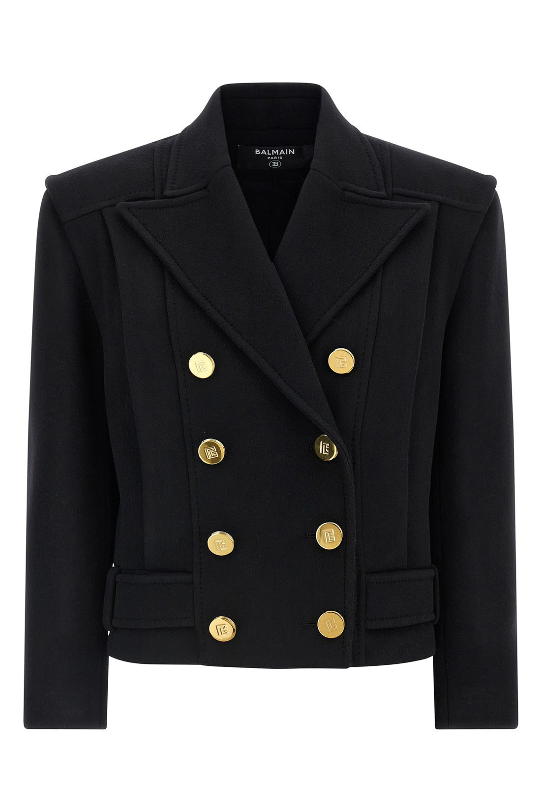 BALMAIN 36 double-breasted short wool blend coat