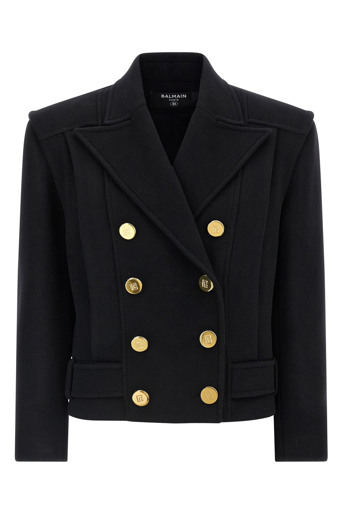 double-breasted short wool blend coat
