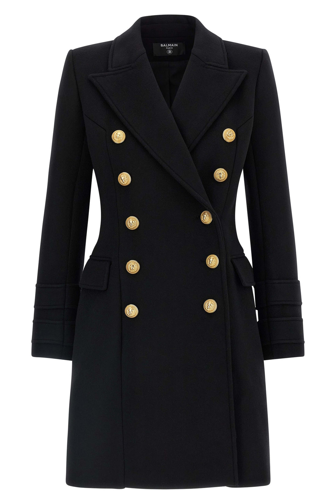 BALMAIN 36 10 bottoni double-breasted wool and cashmere coat
