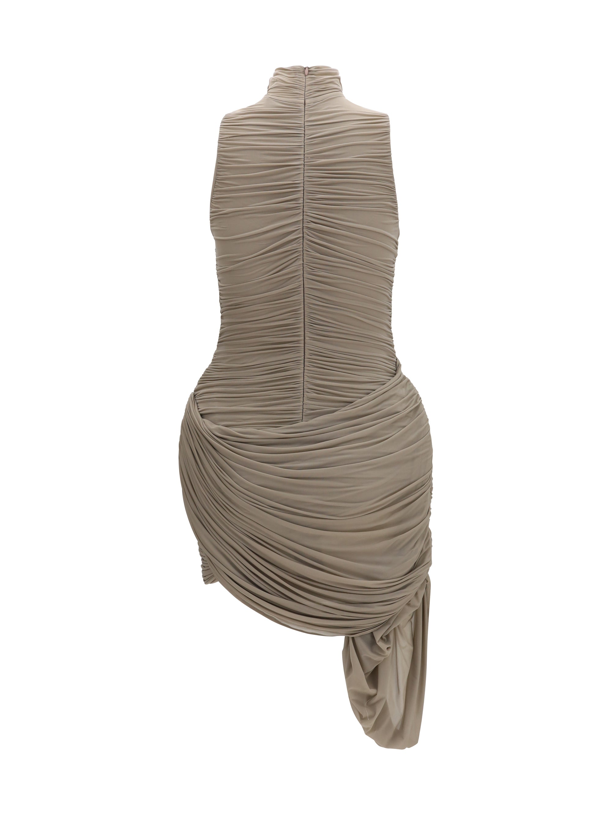 draped high-neck dress