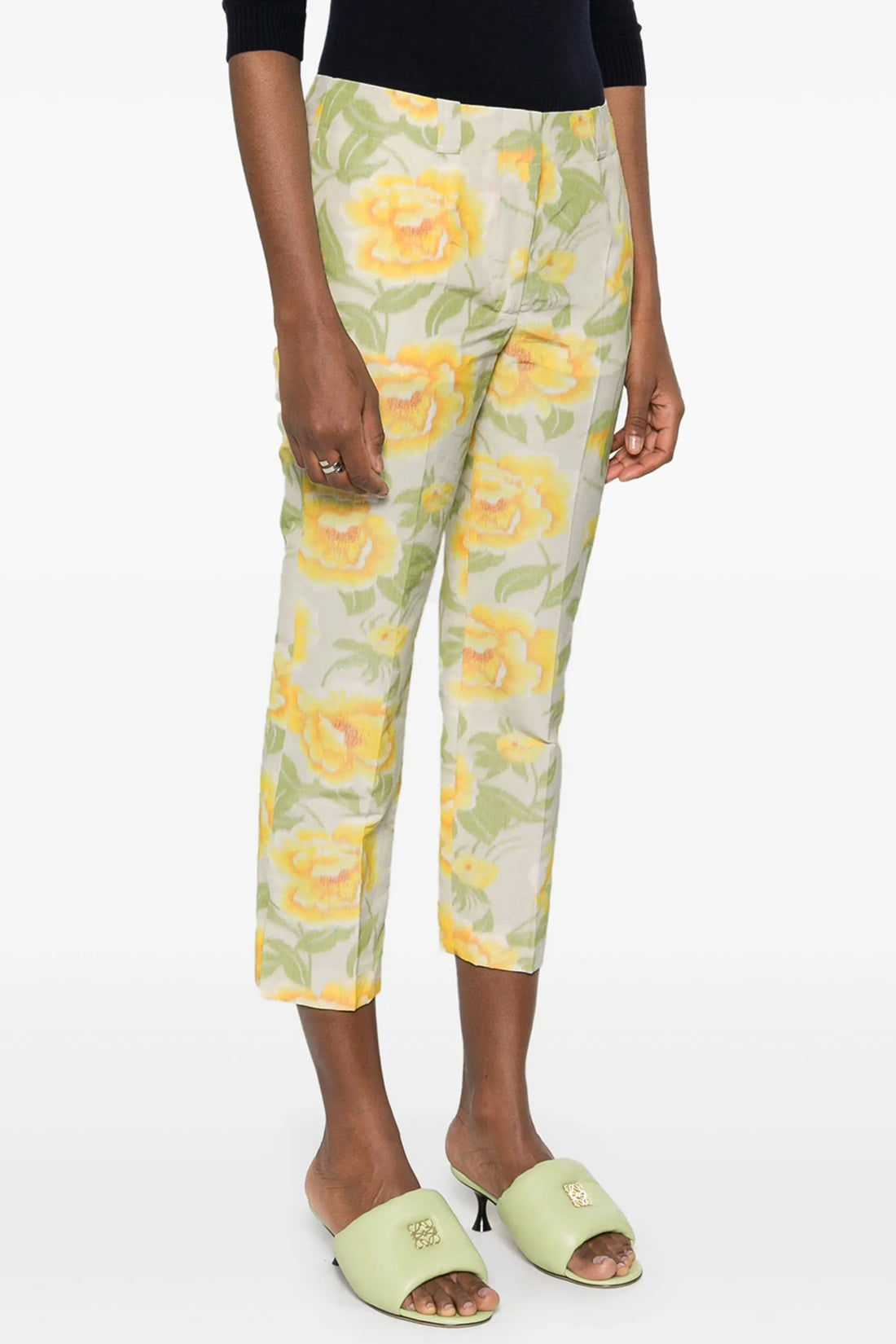 KENZO 40 kenzo peonies cotton and linen jacquard pants