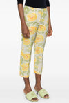 kenzo peonies cotton and linen jacquard pants