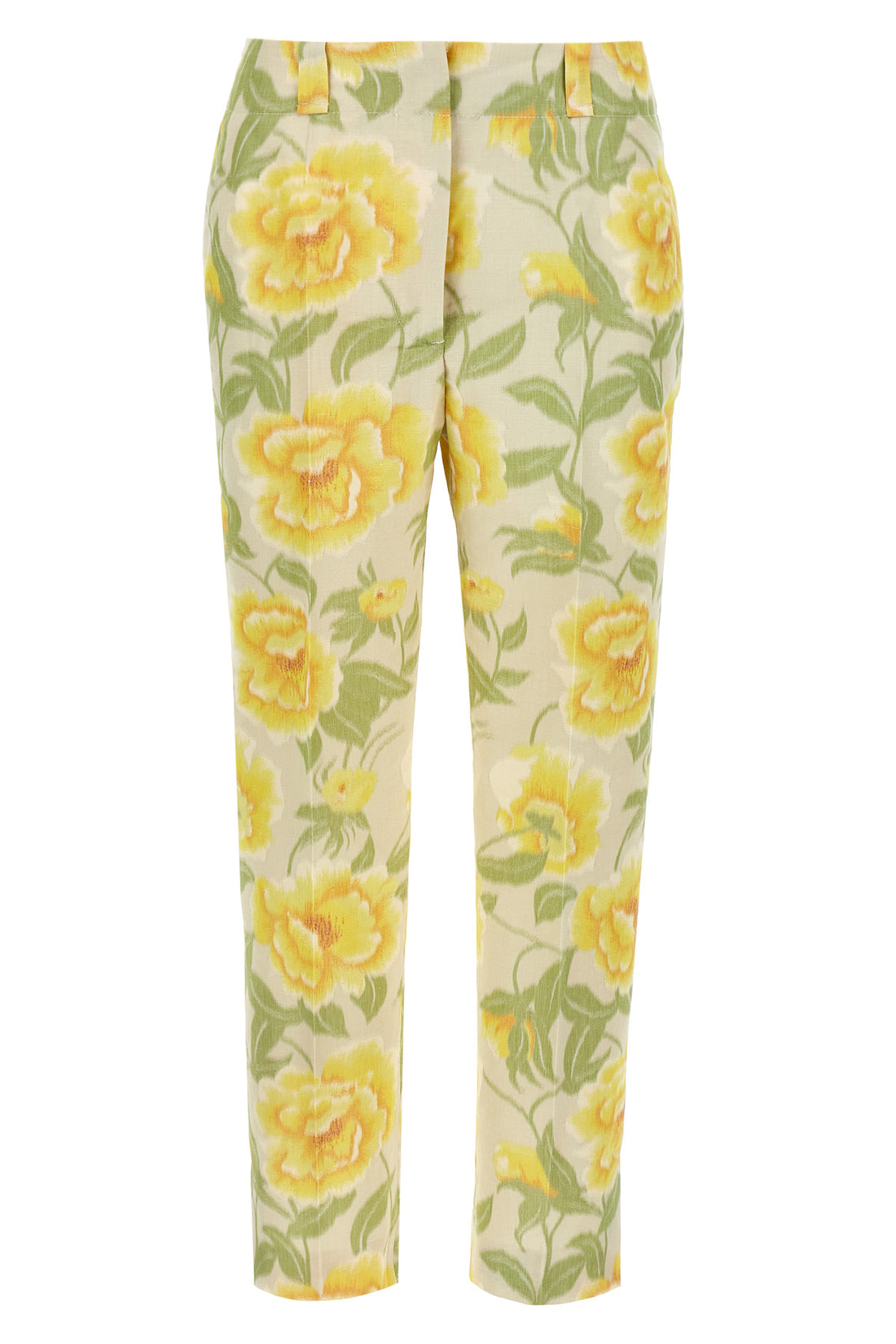 KENZO 40 kenzo peonies cotton and linen jacquard pants