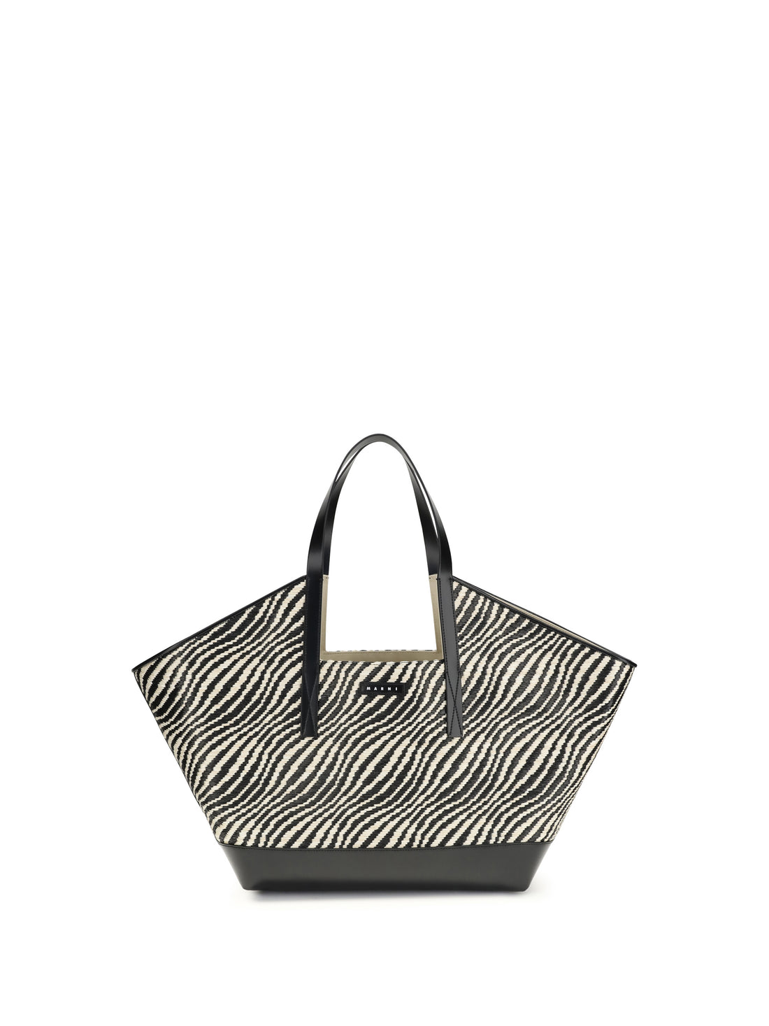 MARNI OS raffia effect fabric tote bag