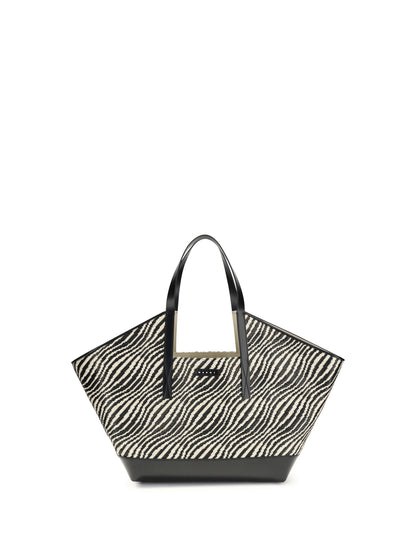 MARNI OS raffia effect fabric tote bag