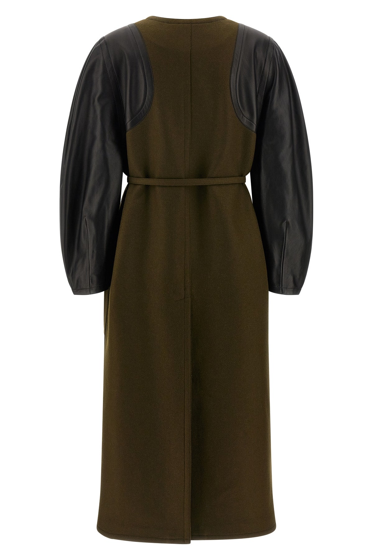 wool felt wool crewneck coat