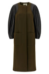 wool felt wool crewneck coat