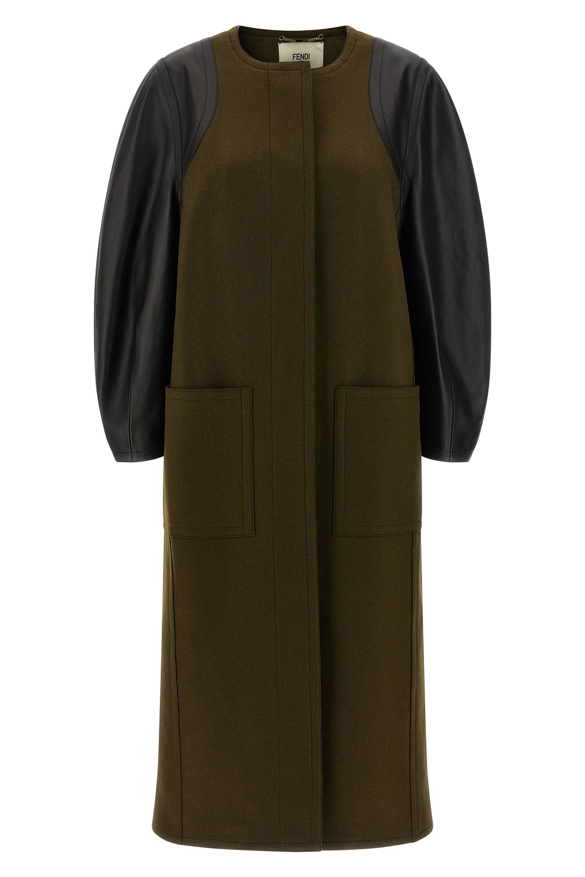 wool felt wool crewneck coat