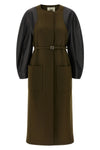 wool felt wool crewneck coat