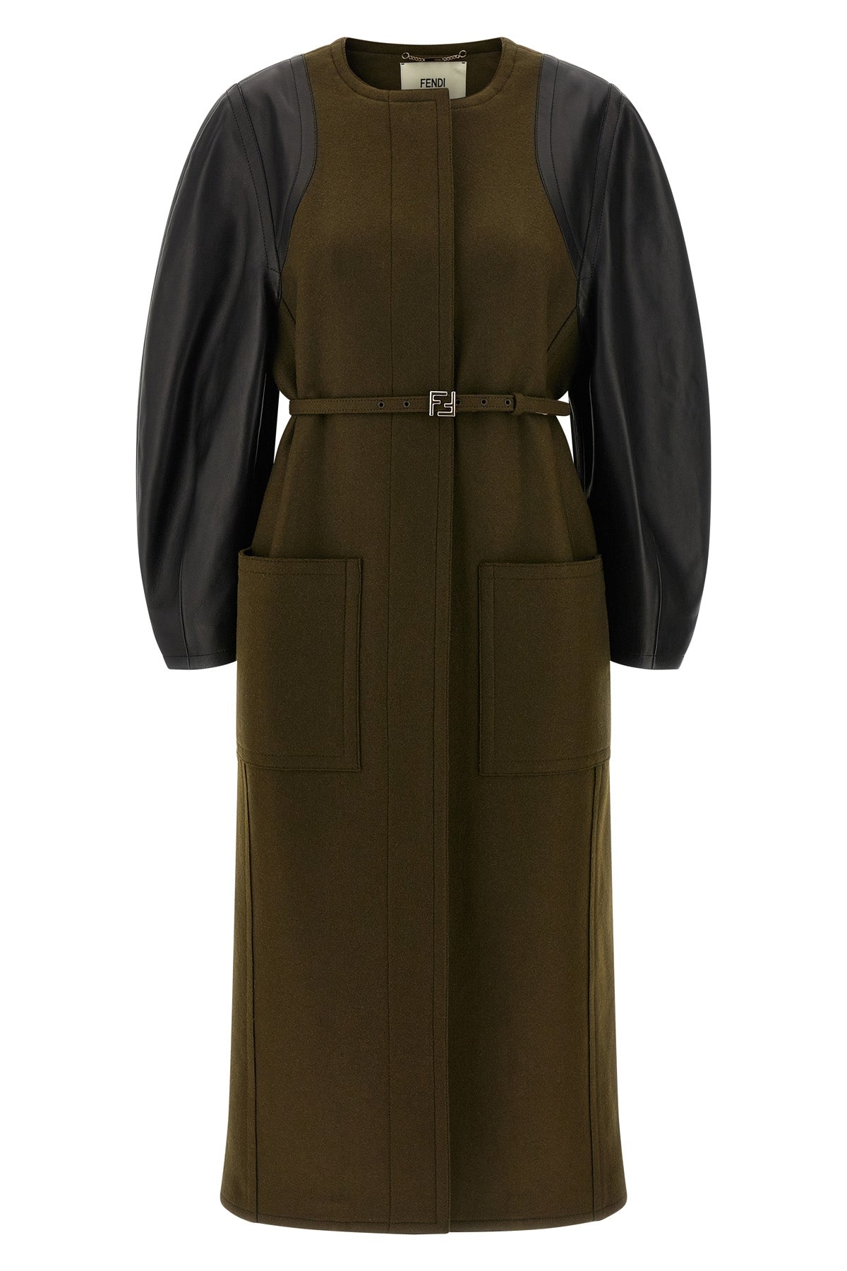 wool felt wool crewneck coat