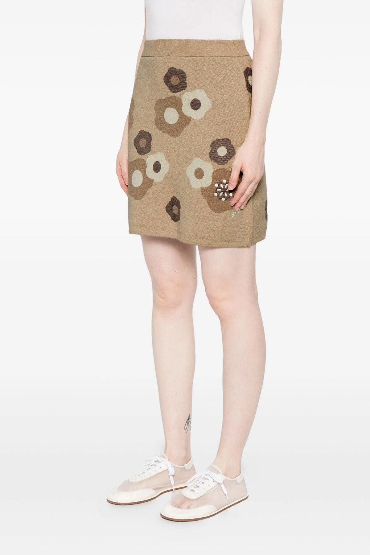 hana dots cotton and wool blend miniskirt
