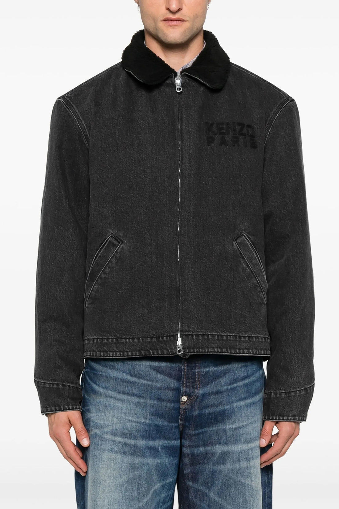 KENZO XL japanese stone bleach wash denim jacket