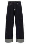 turn up jeans in cotton denim