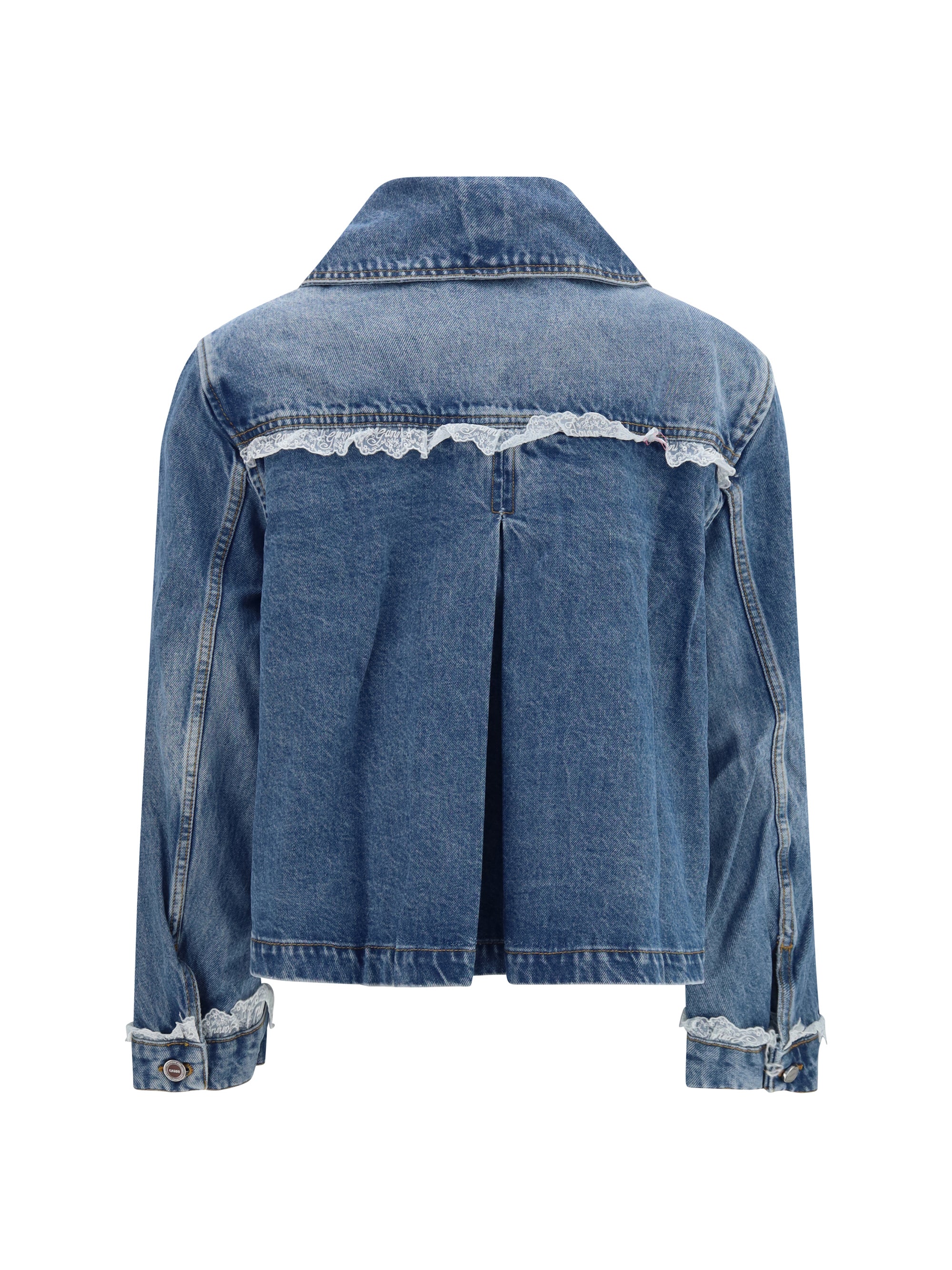 rigid denim jacket with lace details