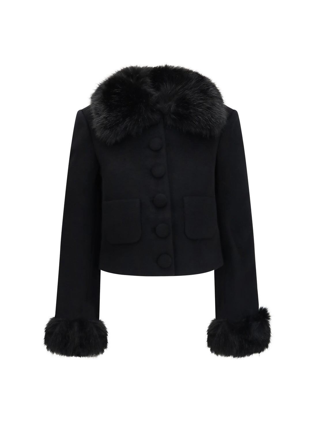 SELF-PORTRAIT 8 wool-blend jacket with faux fur cuffs