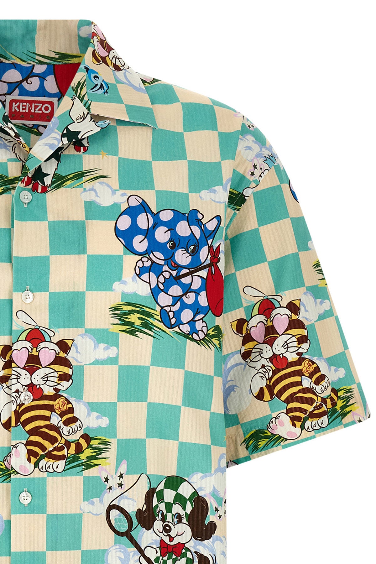 all over kenzo cartoon patterned hawaiian cotton shirt