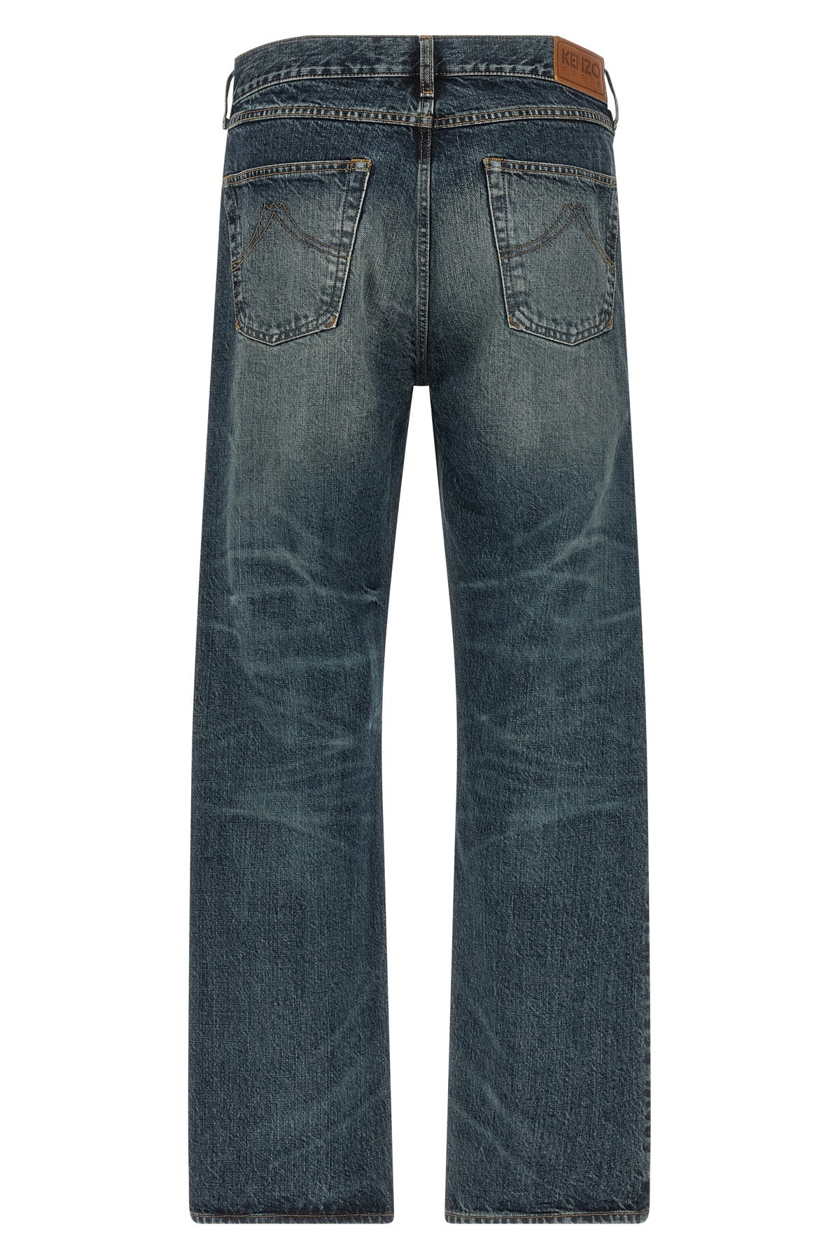 the kenzo japanese denim jeans have a straight leg silhouette enhanced by a vint