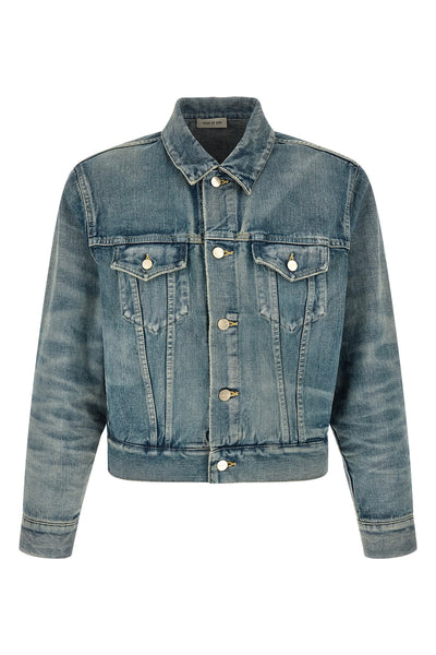 classic trucker stone washed cotton denim jacket