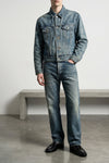 used-effect stone washed cotton denim jeans