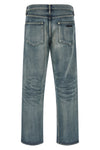 used-effect stone washed cotton denim jeans