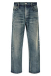 used-effect stone washed cotton denim jeans