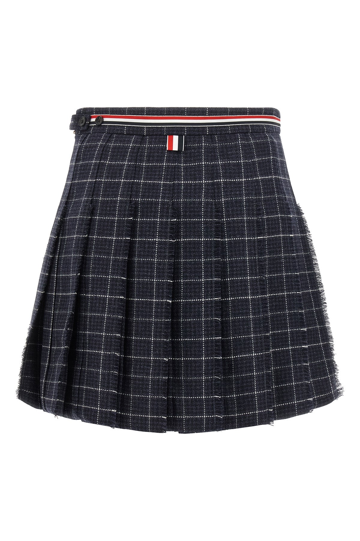 the thom browne pleated mini skirt in teviot tweed