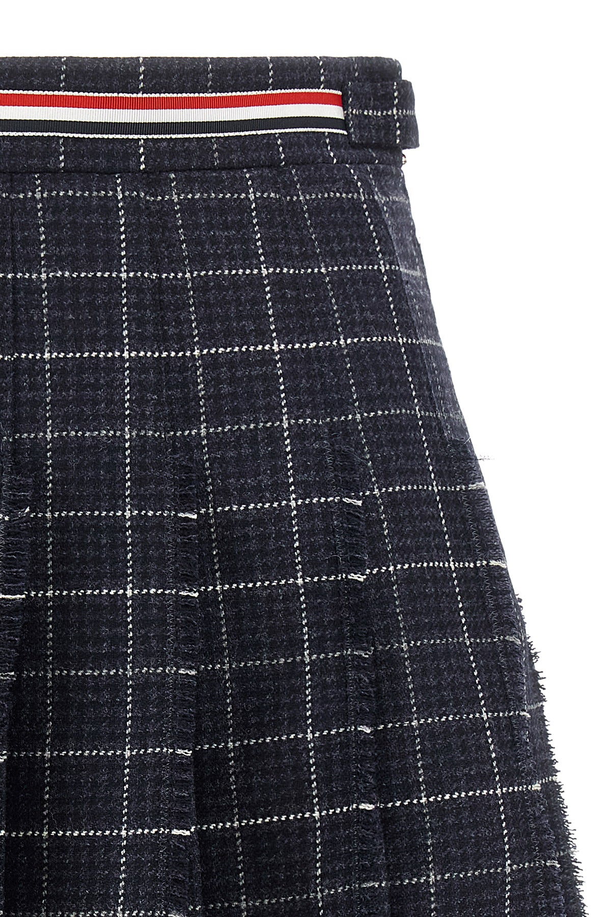 the thom browne pleated mini skirt in teviot tweed