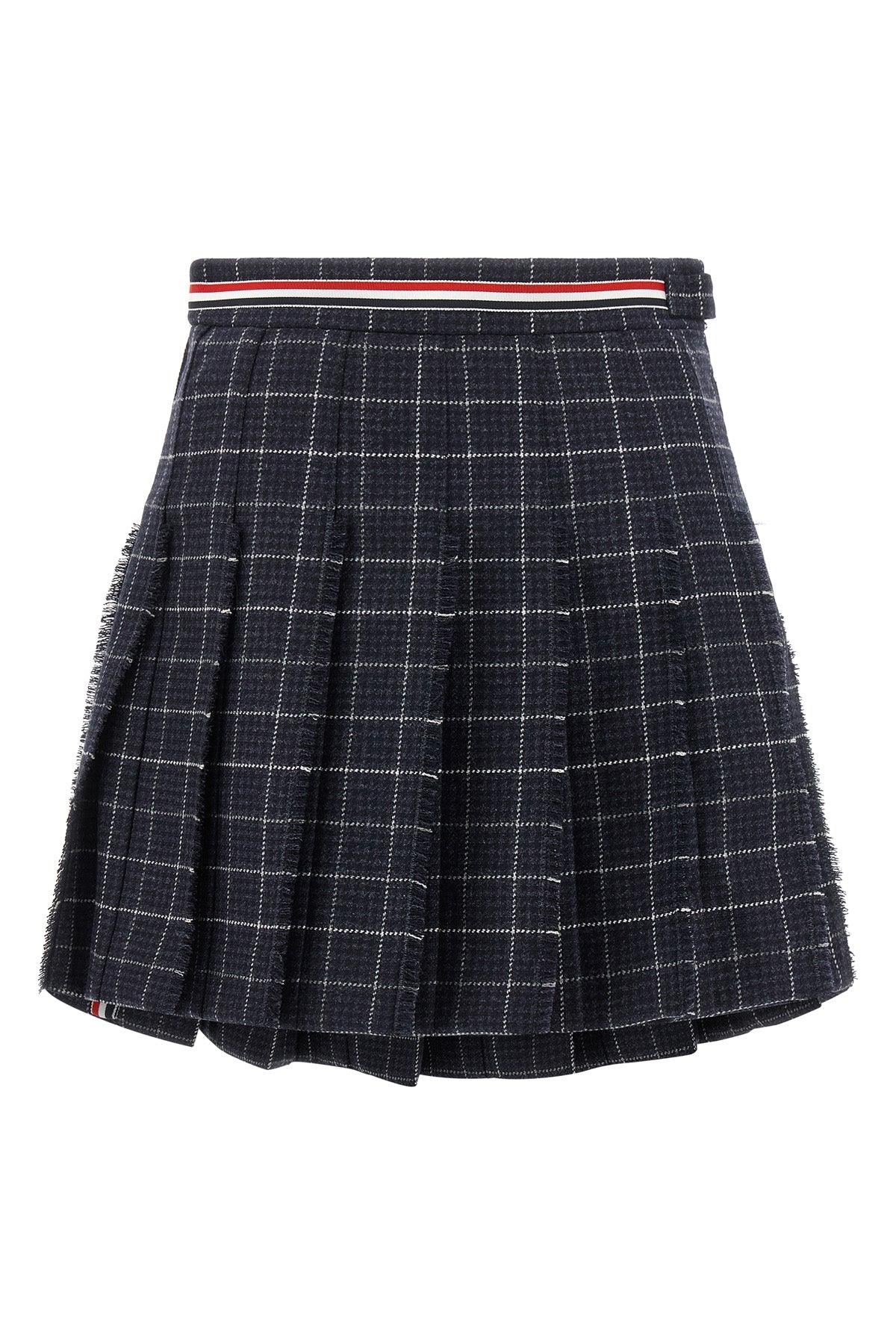 the thom browne pleated mini skirt in teviot tweed
