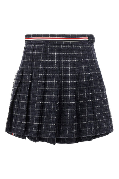 the thom browne pleated mini skirt in teviot tweed