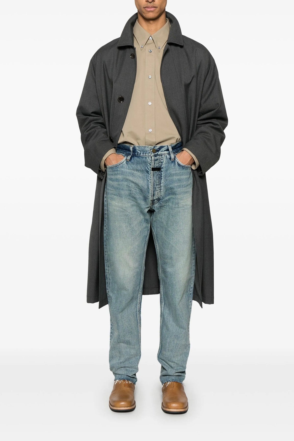 classic 5 pocket straight jeans in cotton denim