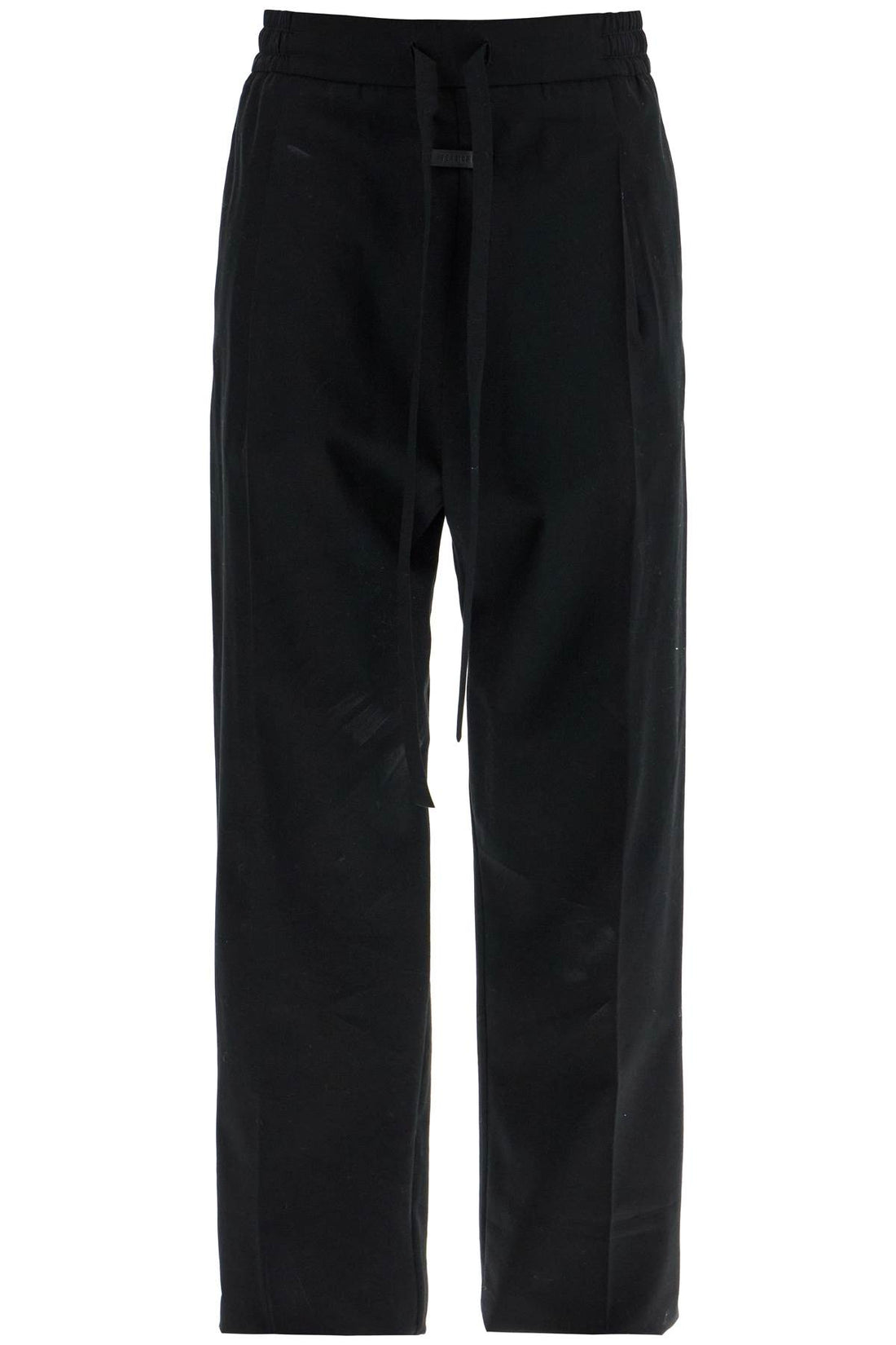 wide leg black cotton and wool pants