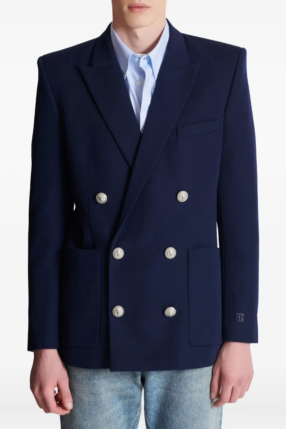 BALMAIN 50 double-breasted grain de poudre blazer