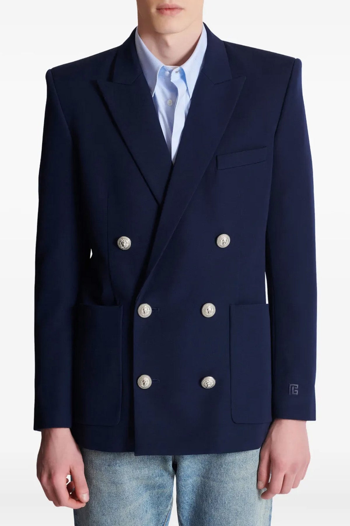 double-breasted grain de poudre blazer