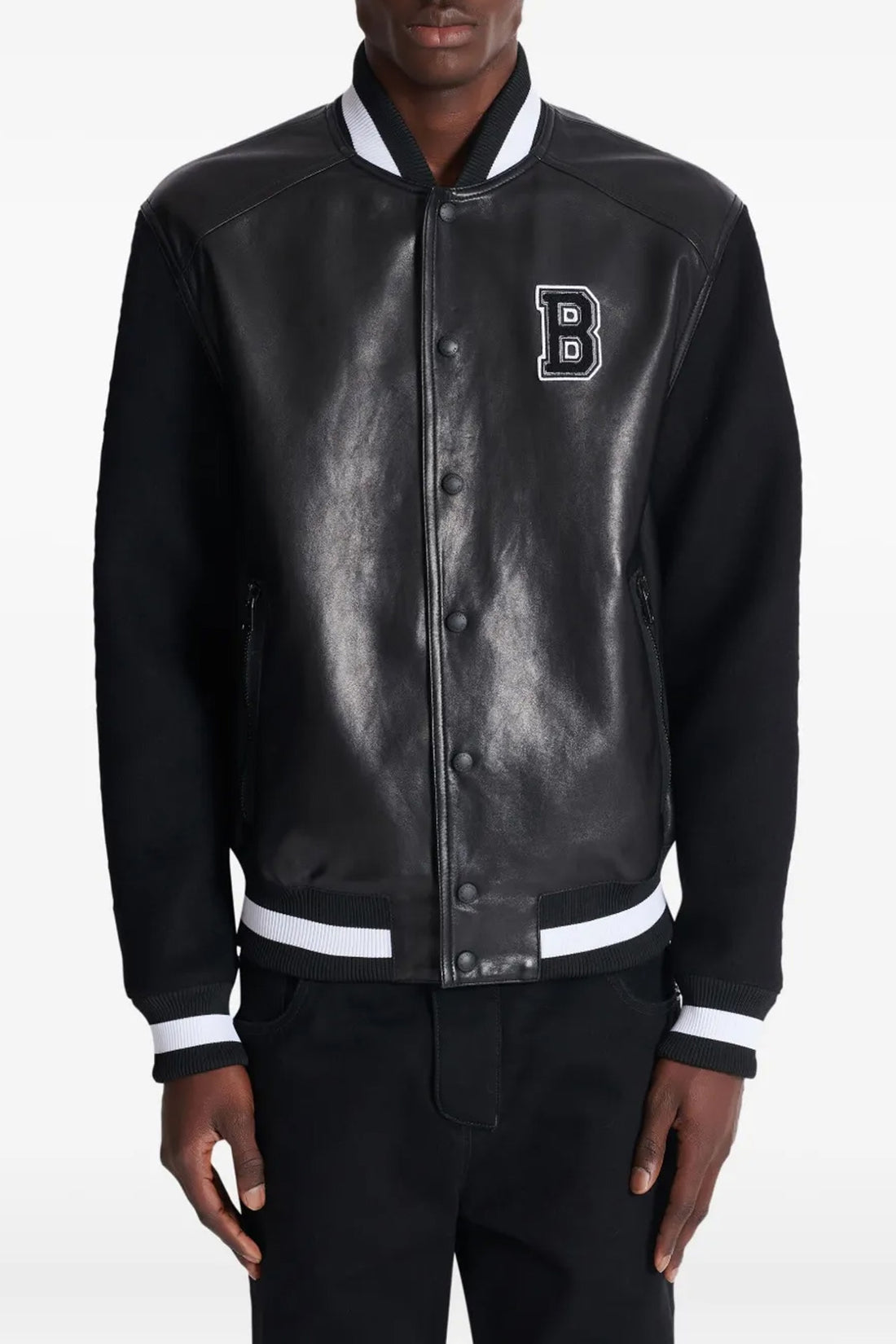 BALMAIN 50 varsity leather bomber jacket