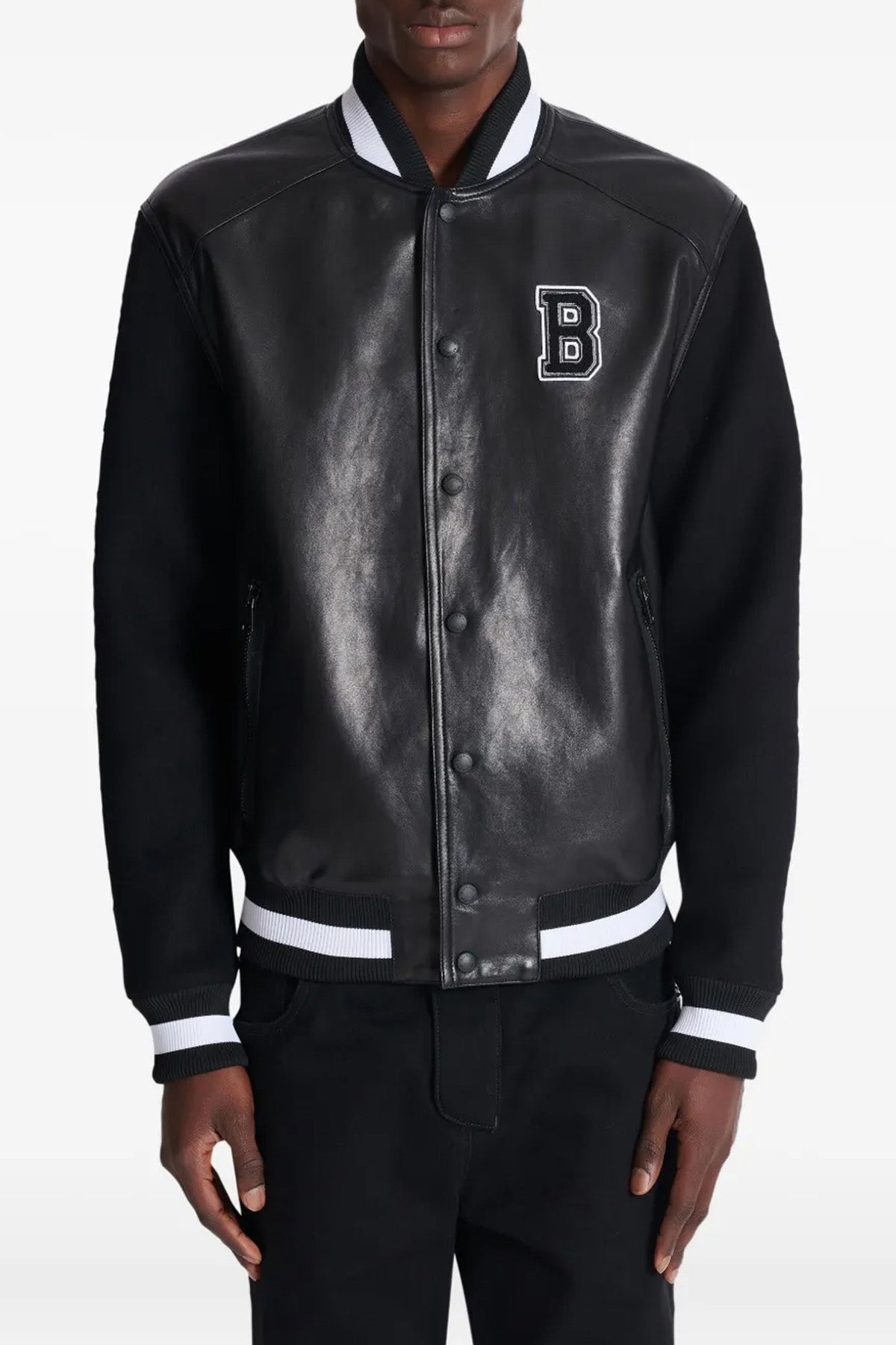 varsity leather bomber jacket