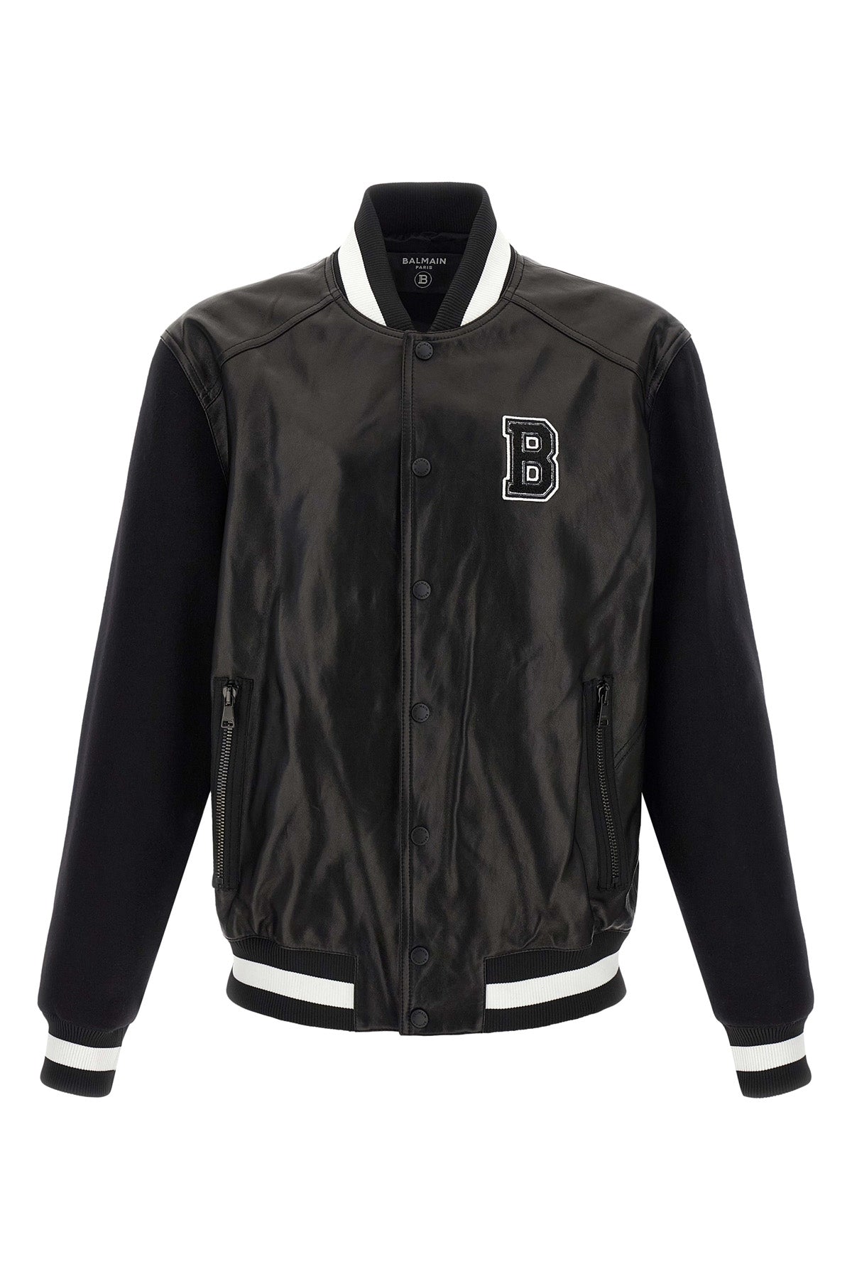 varsity leather bomber jacket