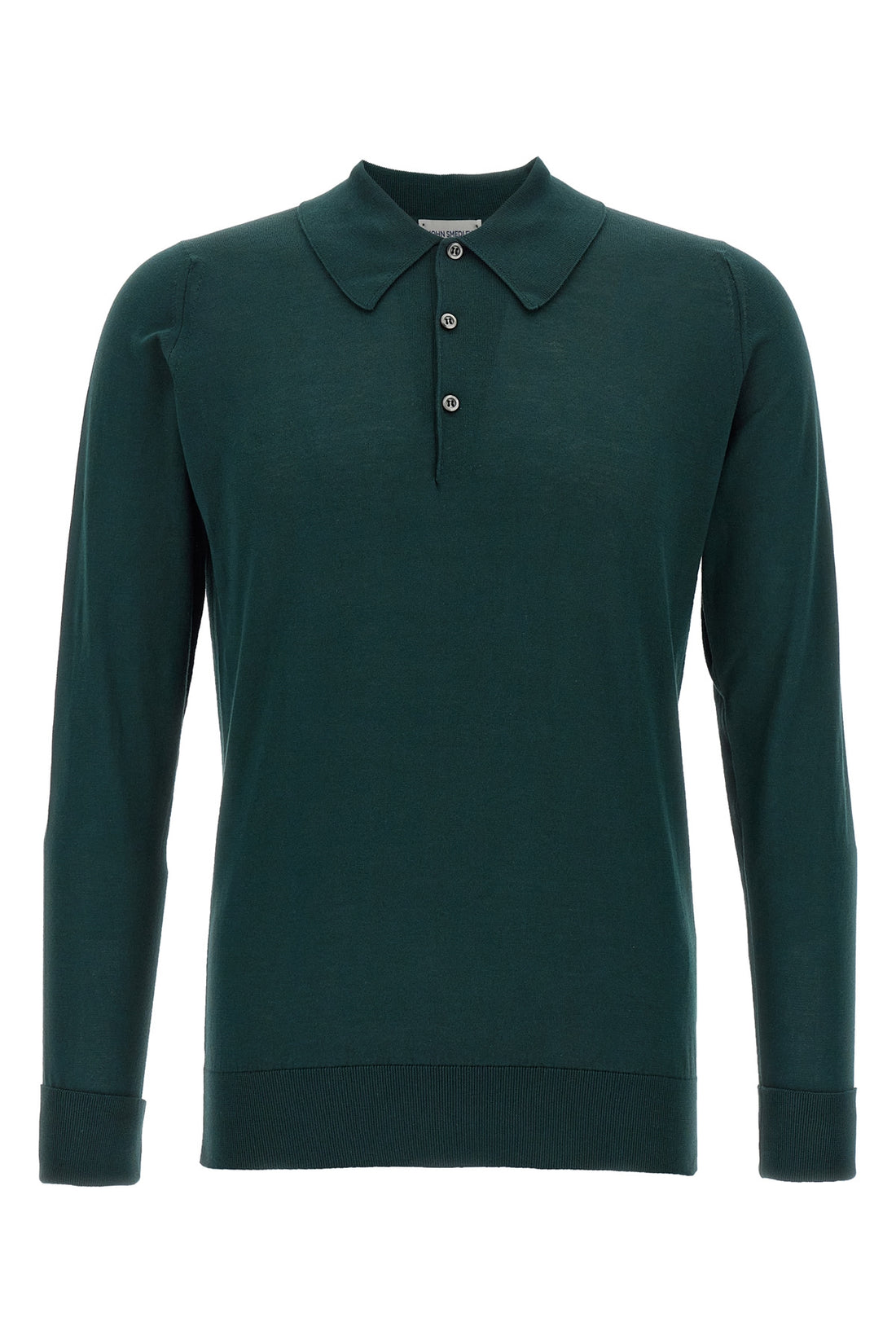 JOHN SMEDLEY M john smedleys sea fine knit cotton finchley polo shirt (30 gauge)  island