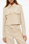tailored cropped jacket in wool and cotton gabardine