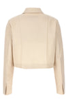 tailored cropped jacket in wool and cotton gabardine