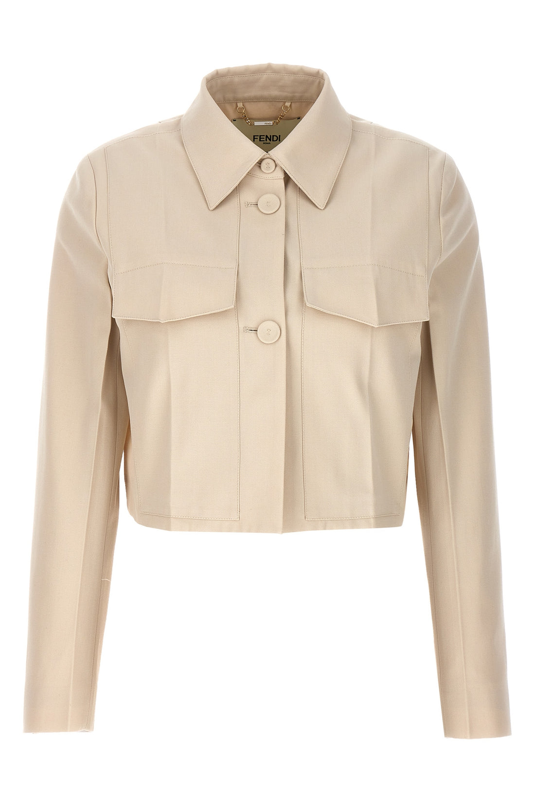 FENDI 42 tailored cropped jacket in wool and cotton gabardine
