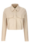 tailored cropped jacket in wool and cotton gabardine